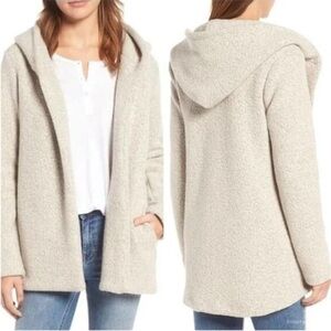 James Perse Boucle Wool Hooded Cardigan